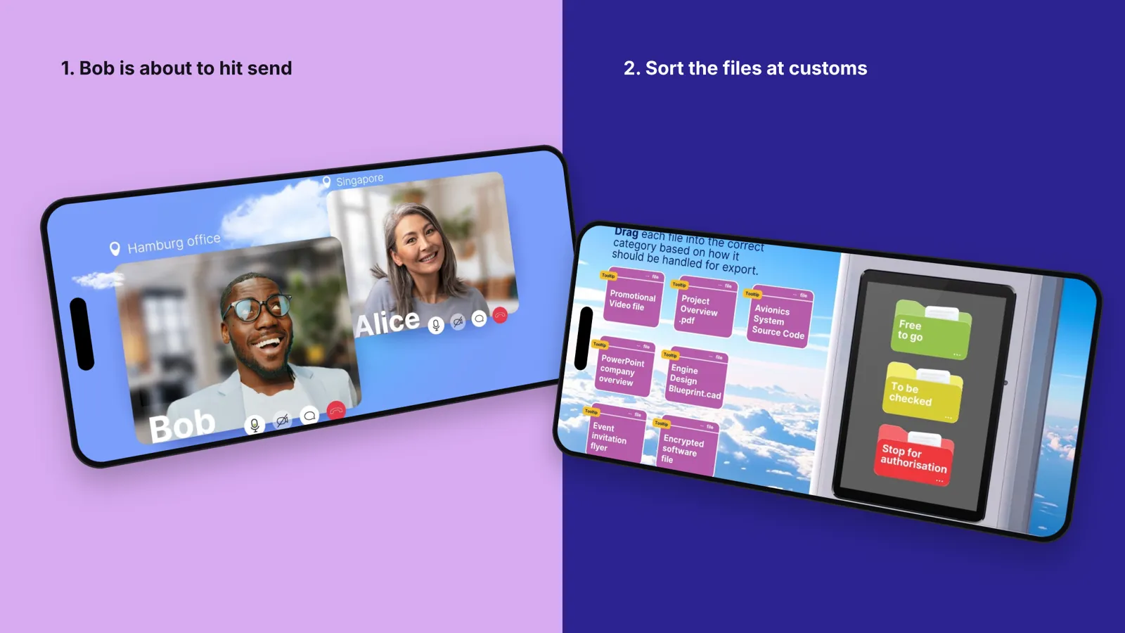 Just an email: the project on two phones