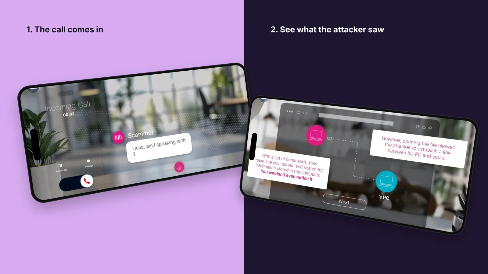 Phishing: the project on two phones