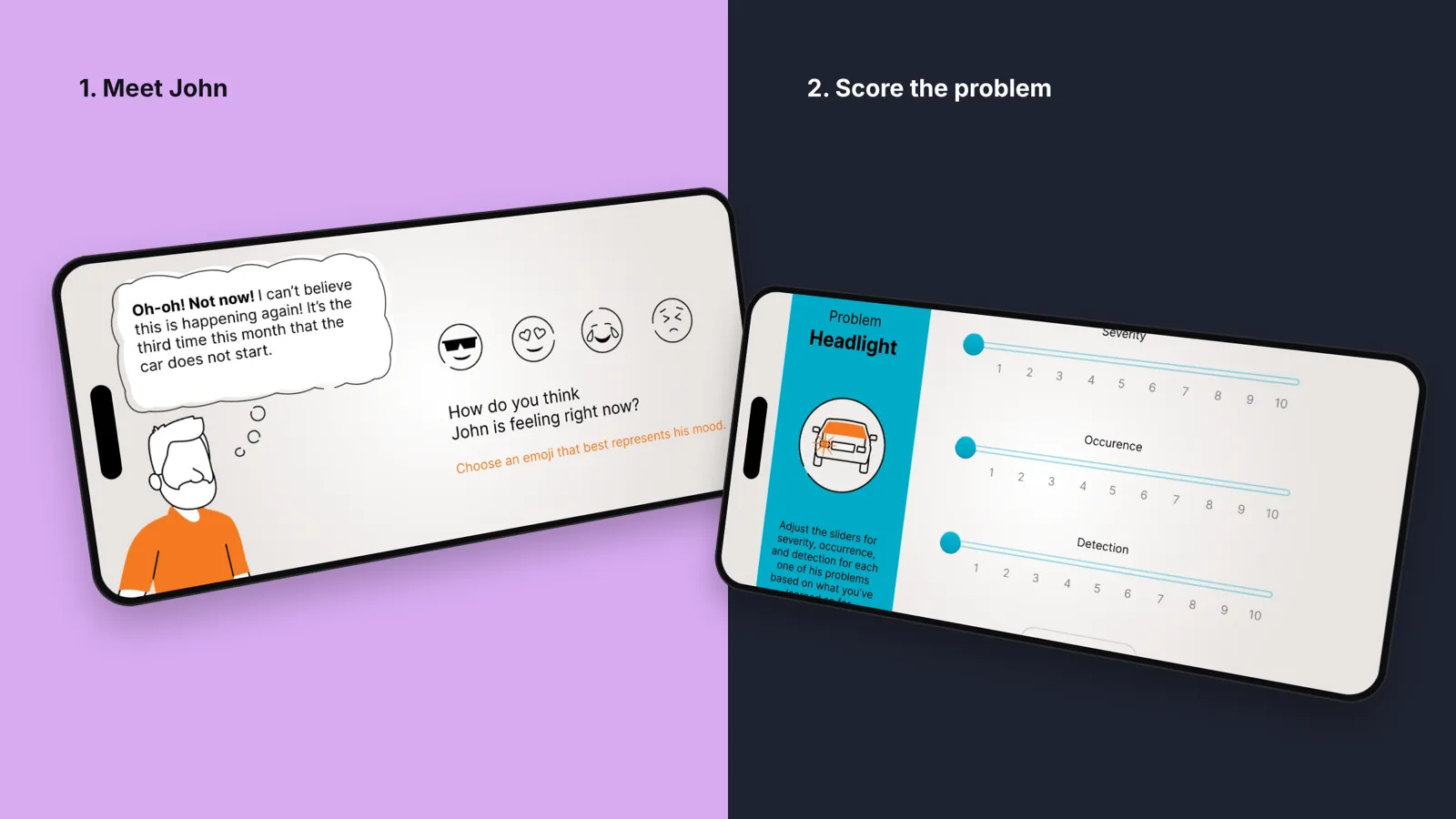 Three problems and a car: the project on two phones