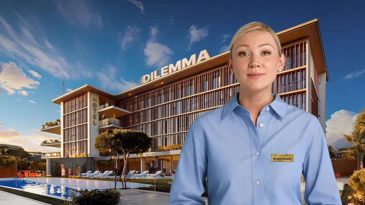 The presenter outside the Dilemma Hotel