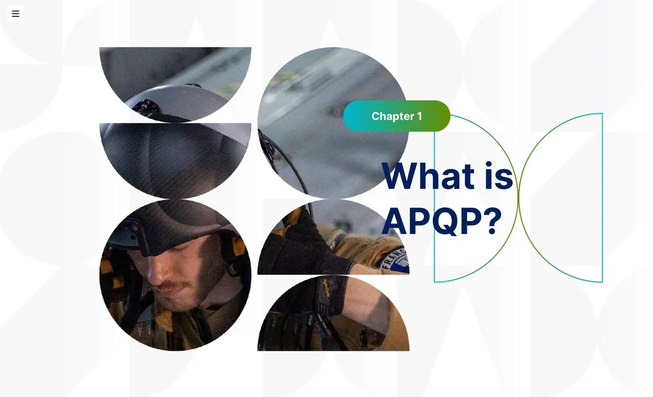 Chapter 1, what is APQP? Over photos of aerospace technicians at work