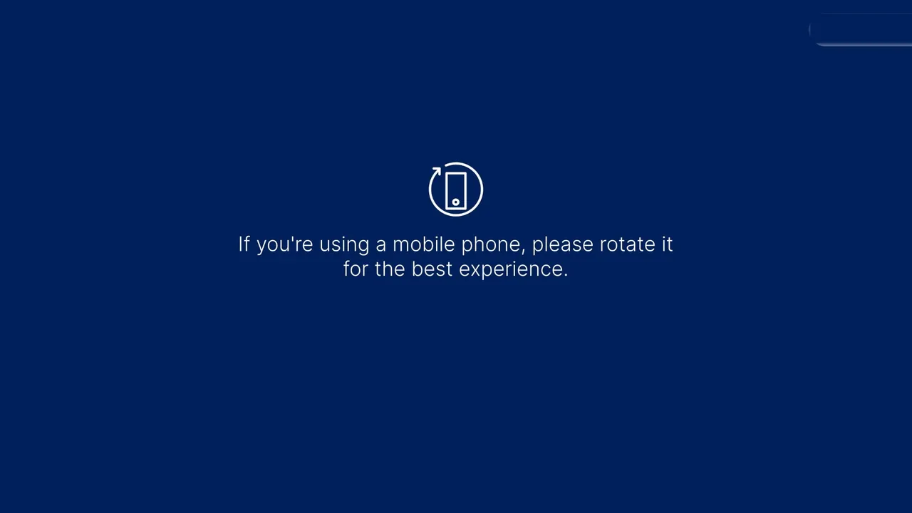 A prompt to turn the phone sideways for the best experience