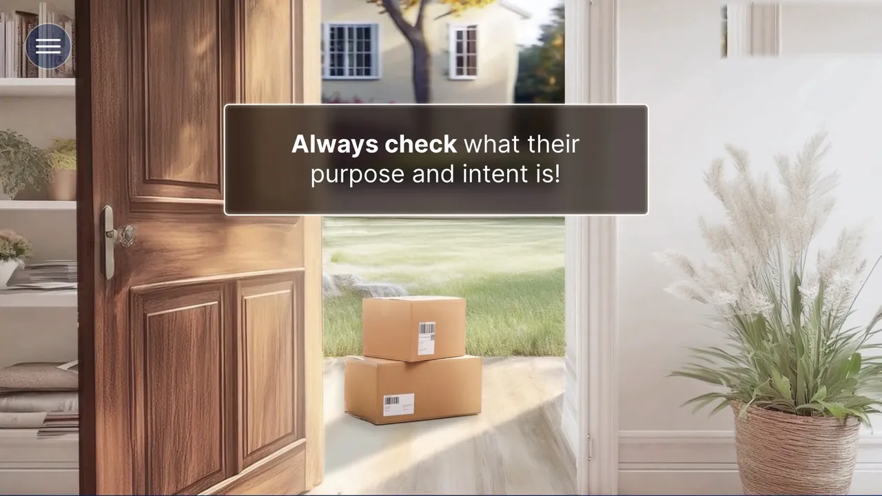 An open door with parcels outside: always check their purpose and intent