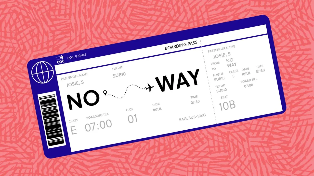 A boarding pass for Josie, flight to No Way, waiting on an ethical decision