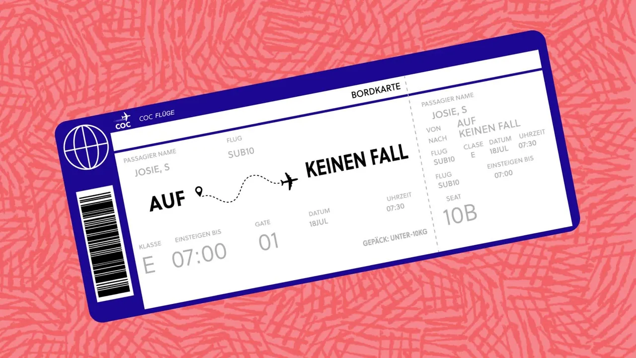 The boarding pass in German: Auf keinen Fall