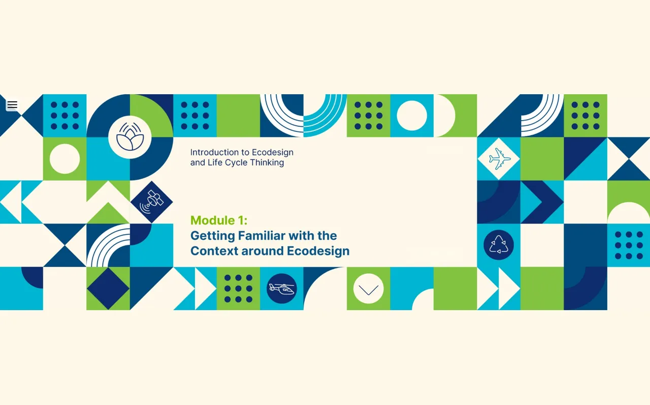 Module 1 title screen: getting familiar with the context around ecodesign