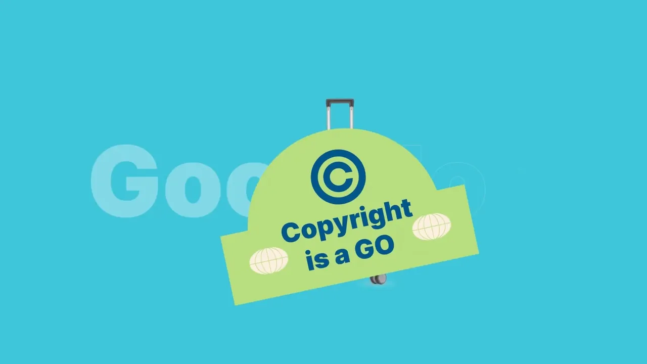 A luggage tag: copyright is a go