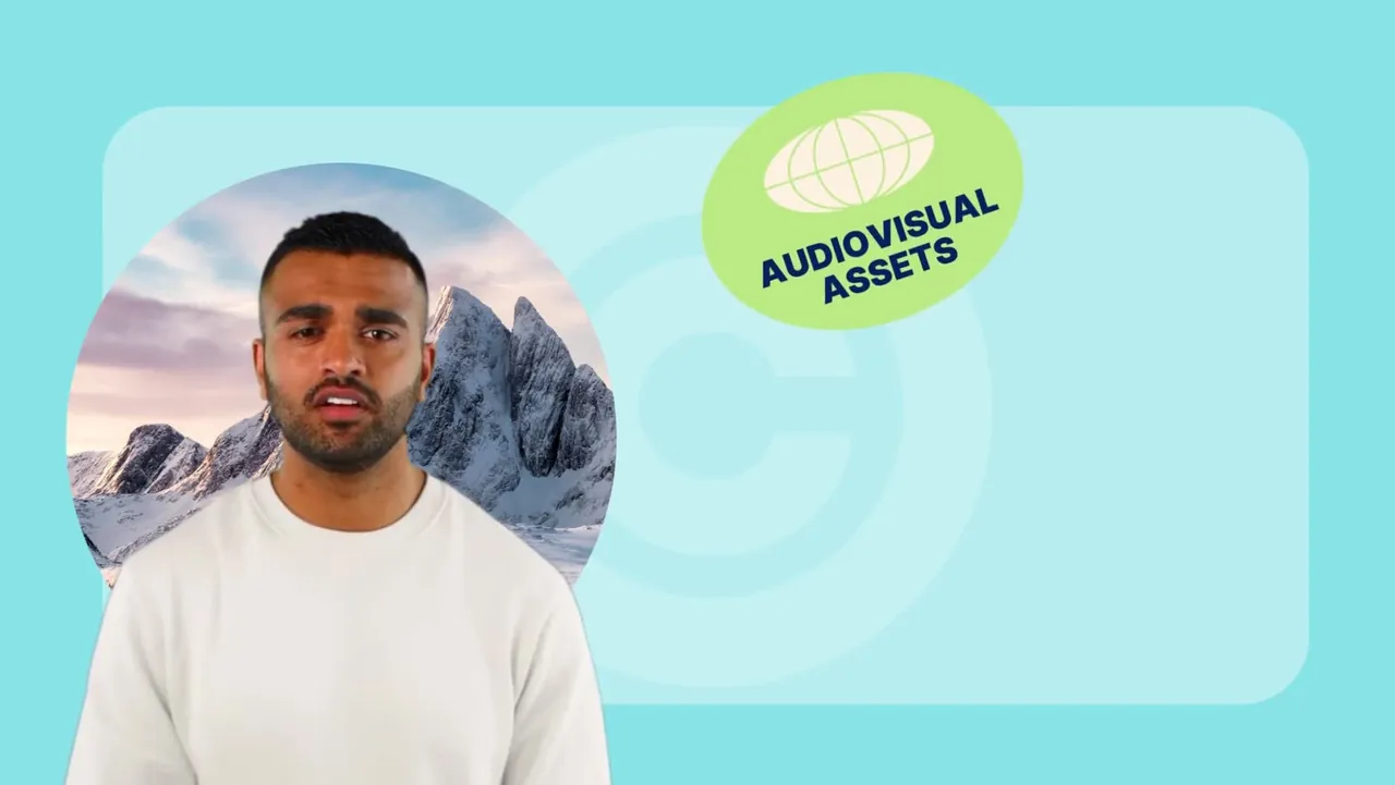 The presenter with an audiovisual assets sticker