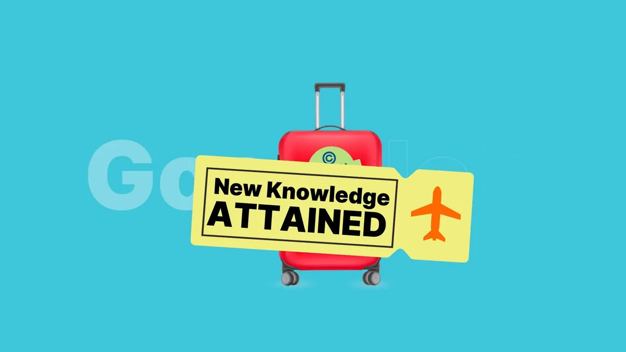 A suitcase tagged new knowledge attained