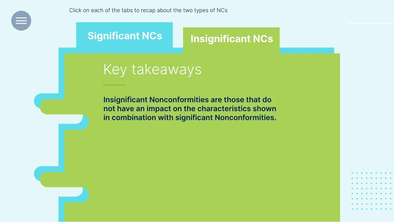 Key takeaways on significant and insignificant nonconformities