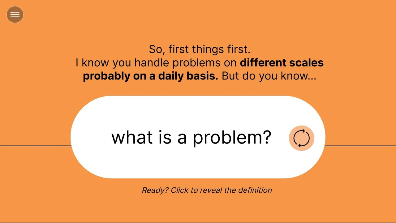 First things first: what is a problem? A card that reveals the definition