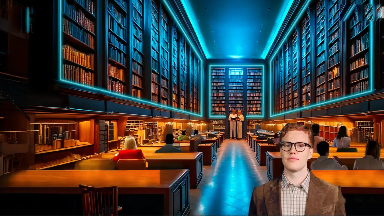 The presenter in the library reading room