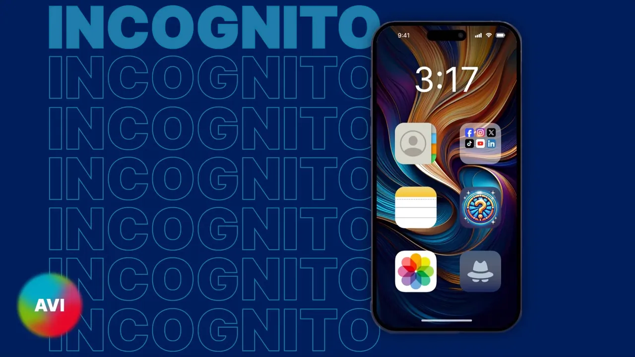 A phone home screen, on the theme of going incognito