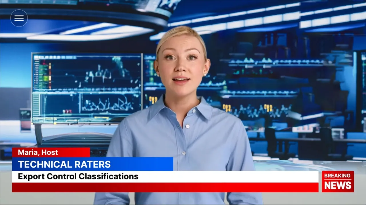 A news show host: technical raters and export control classifications, breaking news
