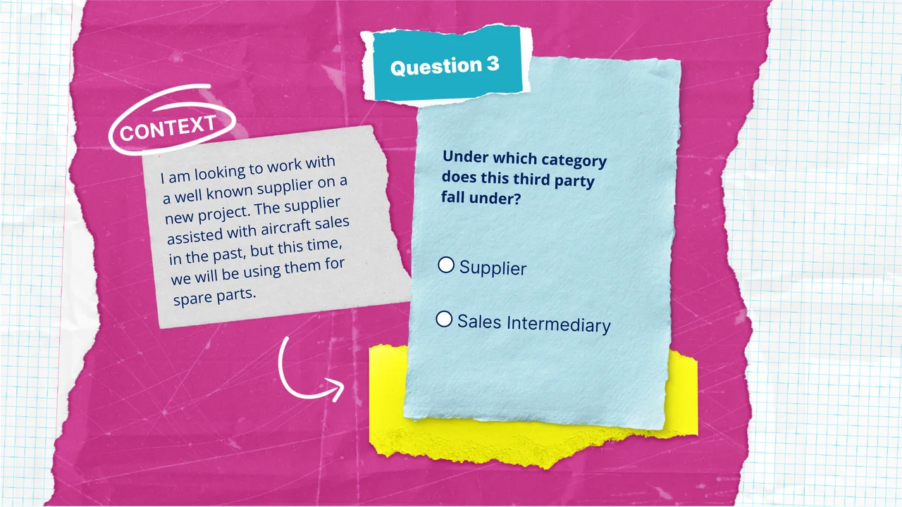 A question: under which category does this third party fall, supplier or sales intermediary?