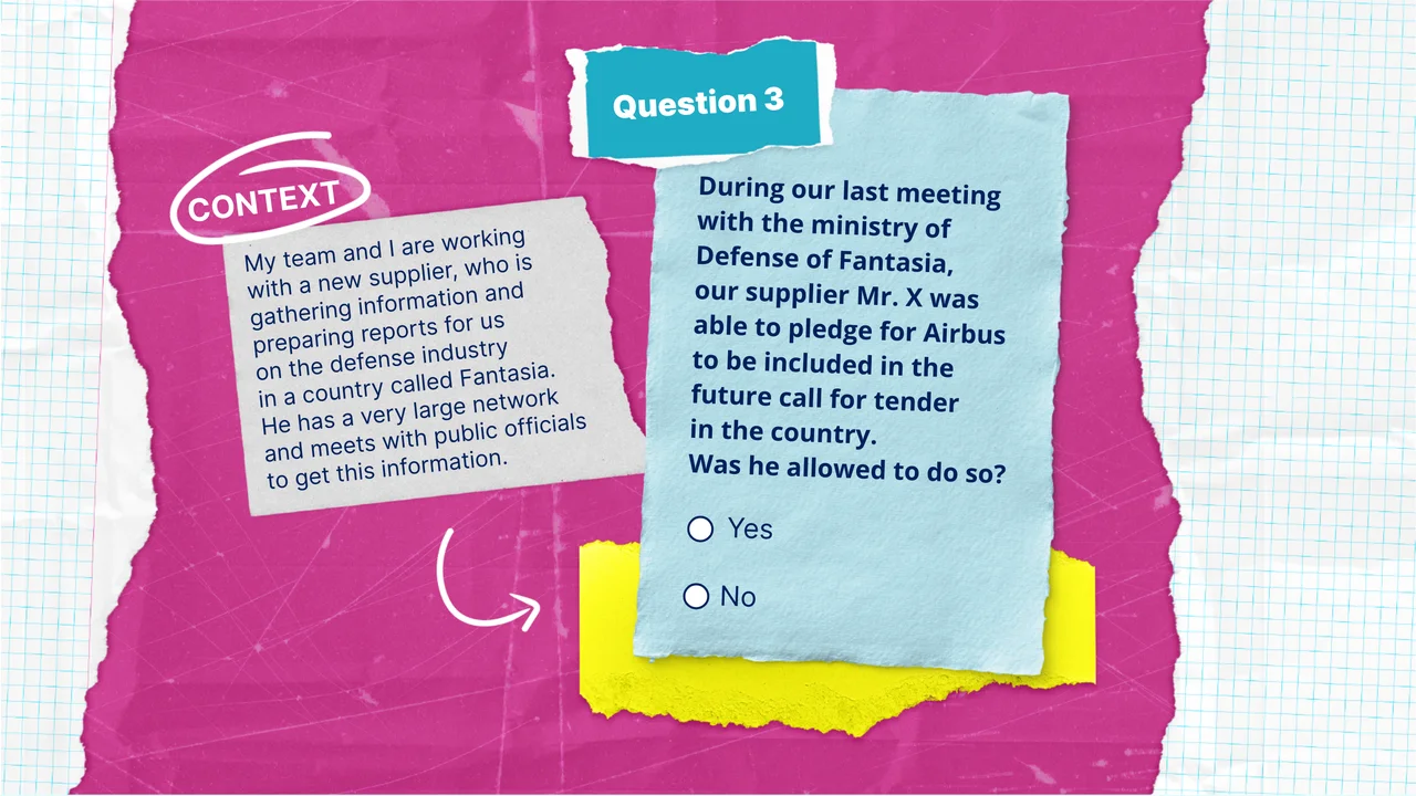 A question: the supplier pledged for a place in a future call for tender. Was he allowed to?