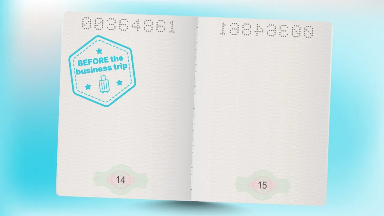 The passport page with the before-the-trip stamp
